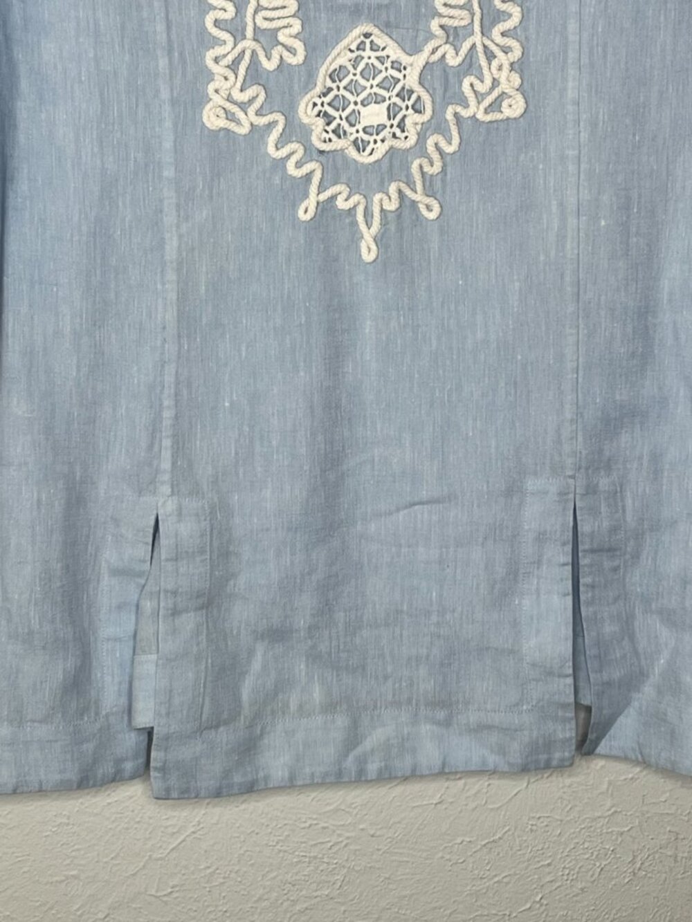 Women's Brooks Brothers Blue Linen Cotton Embroidered Tunic Top Size 12 - Picture 8 of 9